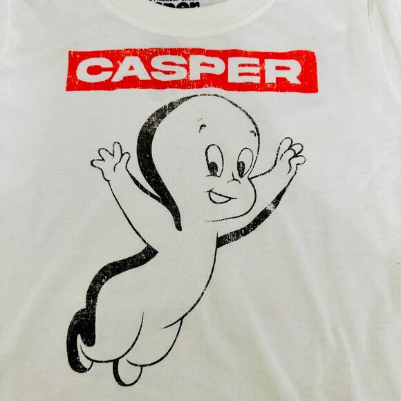CASPER THE FRIENDLY GHOST SHORT SLEEVE CROPPED CREW NECK T-SHIRT WHITE - Picture 3 of 5